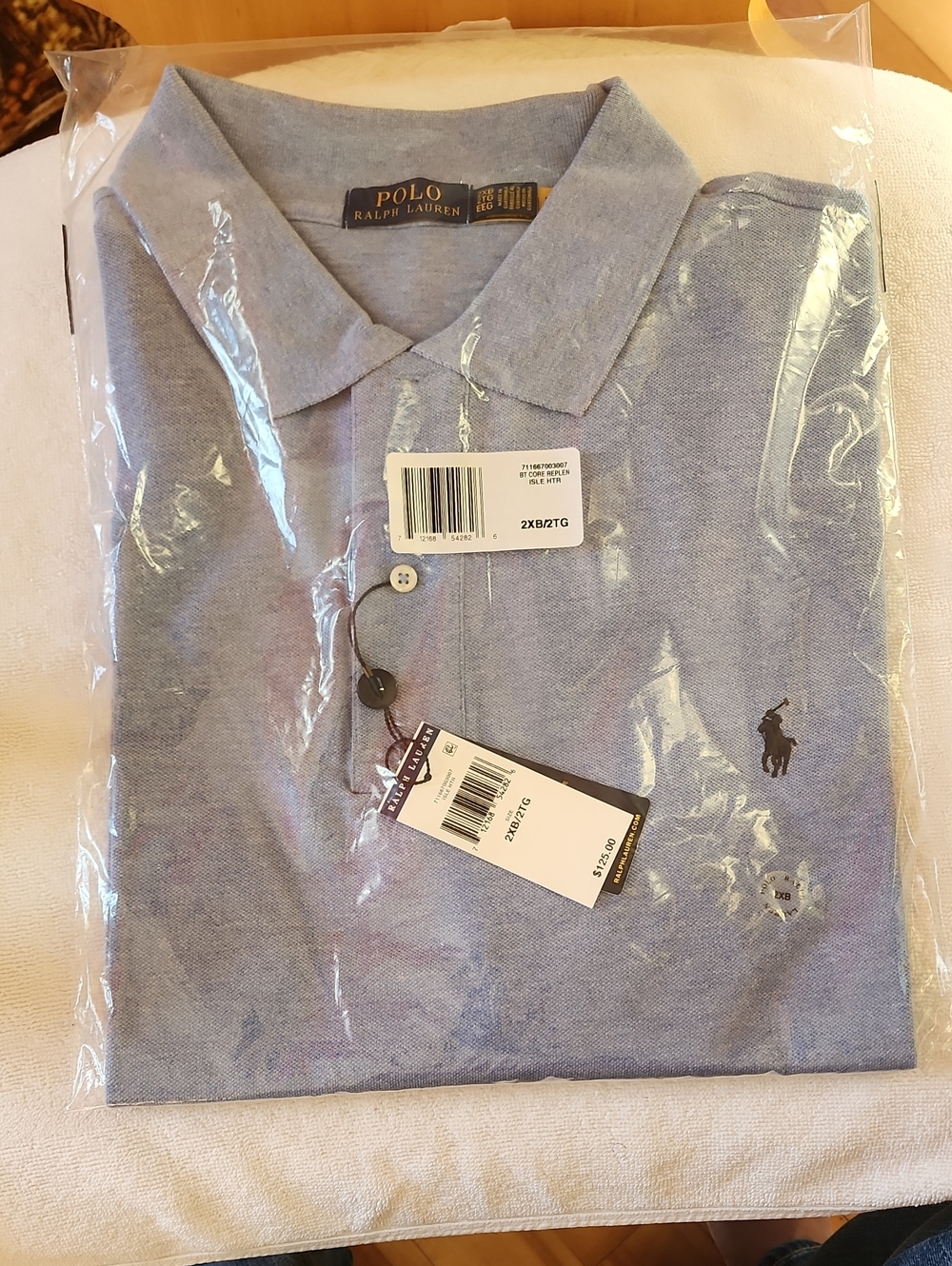 Polo by Ralph Lauren Light Blue Heather Polo Shirt with Embroidered Pony